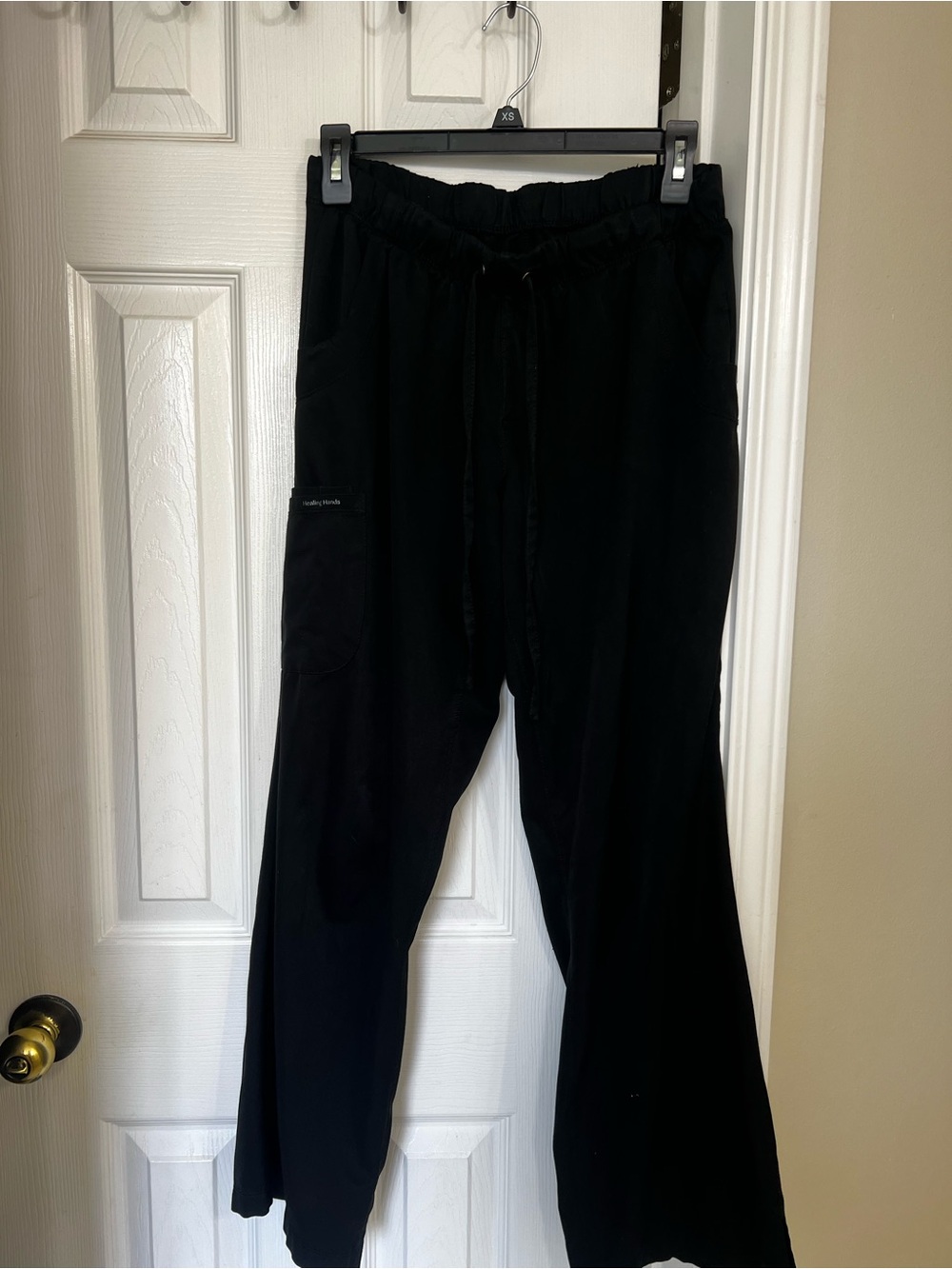 healing hands Black Straight Leg Scrub Pants